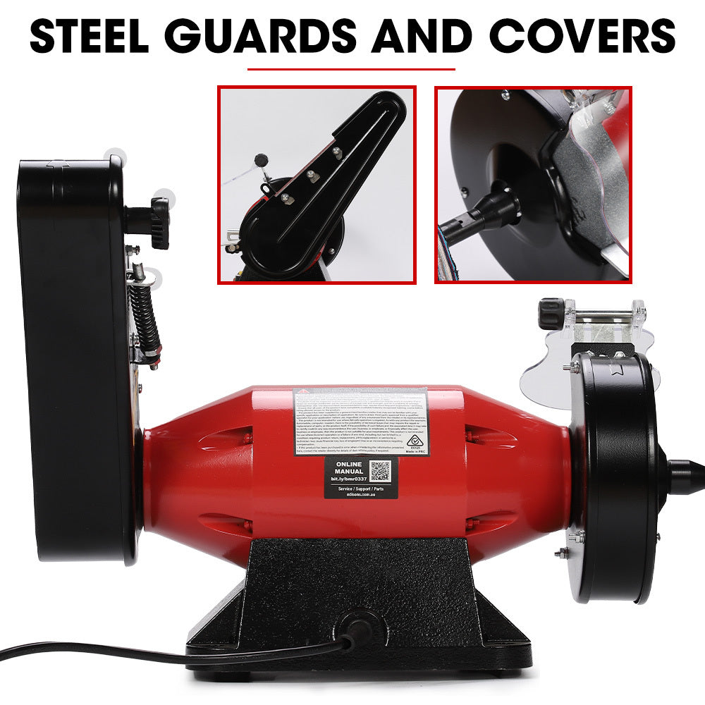 BAUMR-AG Bench Grinder Sander & Polisher Combo | 150mm Grinding Wheel | 50mm Linisher | 520W Brushless Motor | Wire & Buffing Wheels
