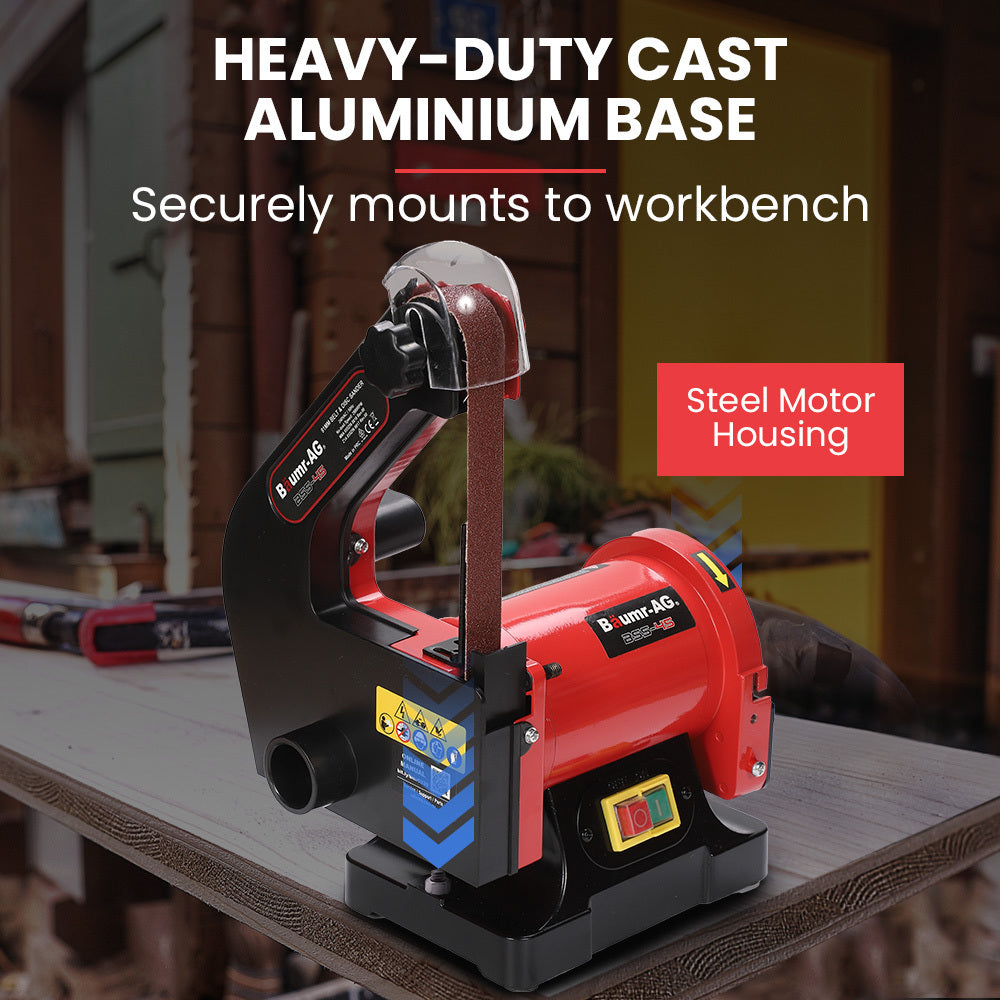 BAUMR-AG Belt & Disc Sander Combo | Vertical Bench Linisher | 25mm Belt + 125mm Disc | Brushless Motor