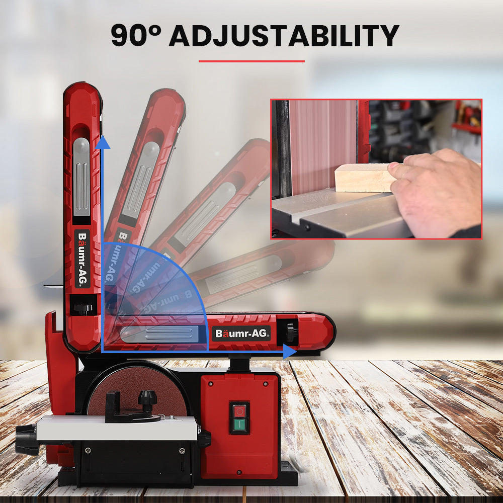 BAUMR-AG Bench Belt & Disc Sander Combo | 100mm Linisher + 150mm Disc | 400W Brushless Motor | Horizontal & Vertical Sanding