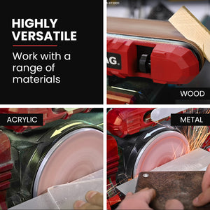 BAUMR-AG Bench Belt & Disc Sander Combo | 100mm Linisher + 150mm Disc | 400W Brushless Motor | Horizontal & Vertical Sanding