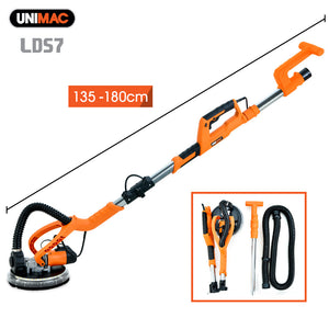 UNIMAC 225mm Long Reach Drywall Sander Kit | 750W Telescopic Foldable | Vacuum System | LED Worklight | 6x Sanding Discs