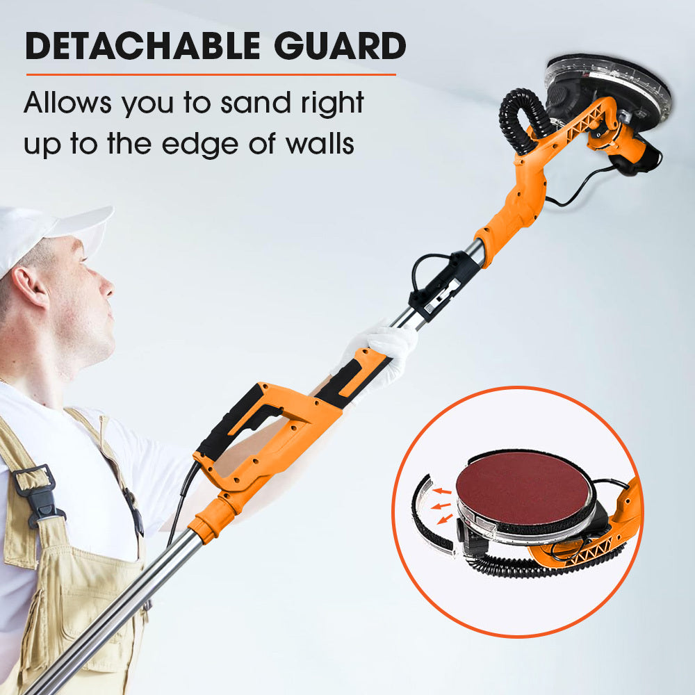 UNIMAC 225mm Long Reach Drywall Sander Kit | 750W Telescopic Foldable | Vacuum System | LED Worklight | 6x Sanding Discs