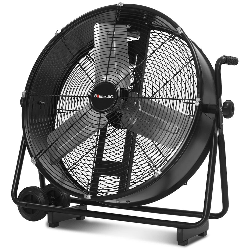BAUMR-AG Industrial Mobile Floor Drum Fan | 24" 610mm | 260W | Tilting | Heavy-Duty Frame | Commercial | EESS Certified