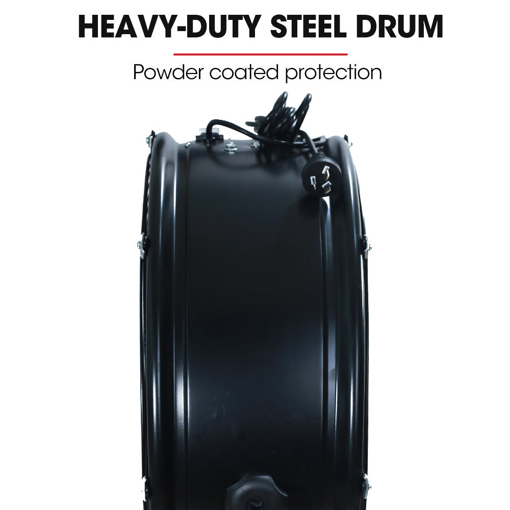 BAUMR-AG Industrial Mobile Floor Drum Fan | 24" 610mm | 260W | Tilting | Heavy-Duty Frame | Commercial | EESS Certified