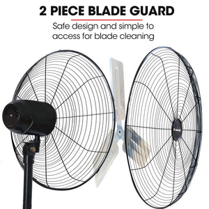 BAUMR-AG Industrial Pedestal Fan | 30" 762mm | 300W | Heavy-Duty | 3-Speed | Commercial | EESS Certified