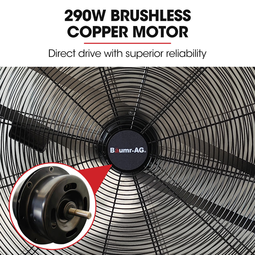 BAUMR-AG Industrial Mobile Floor Drum Fan | 36" 914mm | 290W | Brushless Motor | Tilting | Heavy-Duty | EESS Certified
