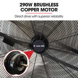 BAUMR-AG Industrial Mobile Floor Drum Fan | 36" 914mm | 290W | Brushless Motor | Tilting | Heavy-Duty | EESS Certified