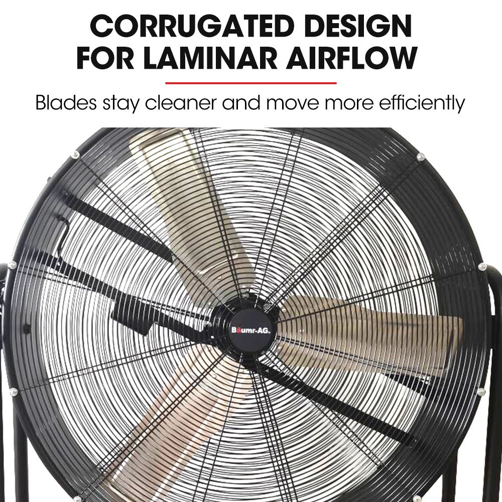 BAUMR-AG Industrial Mobile Floor Drum Fan | 36" 914mm | 290W | Brushless Motor | Tilting | Heavy-Duty | EESS Certified