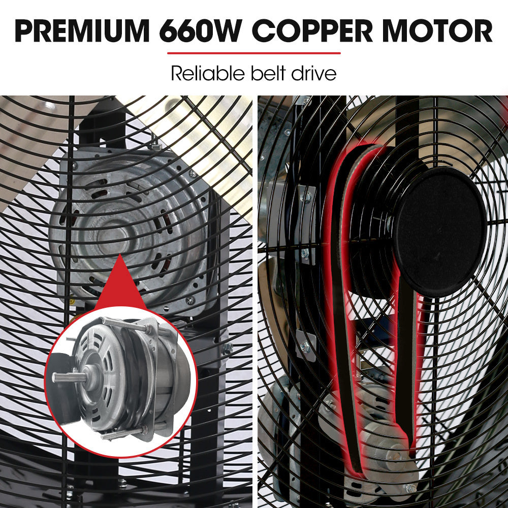 BAUMR-AG Industrial Mobile Floor Drum Fan | 42" 1067mm | 660W | Belt Drive | Tilting | Heavy-Duty | EESS Certified