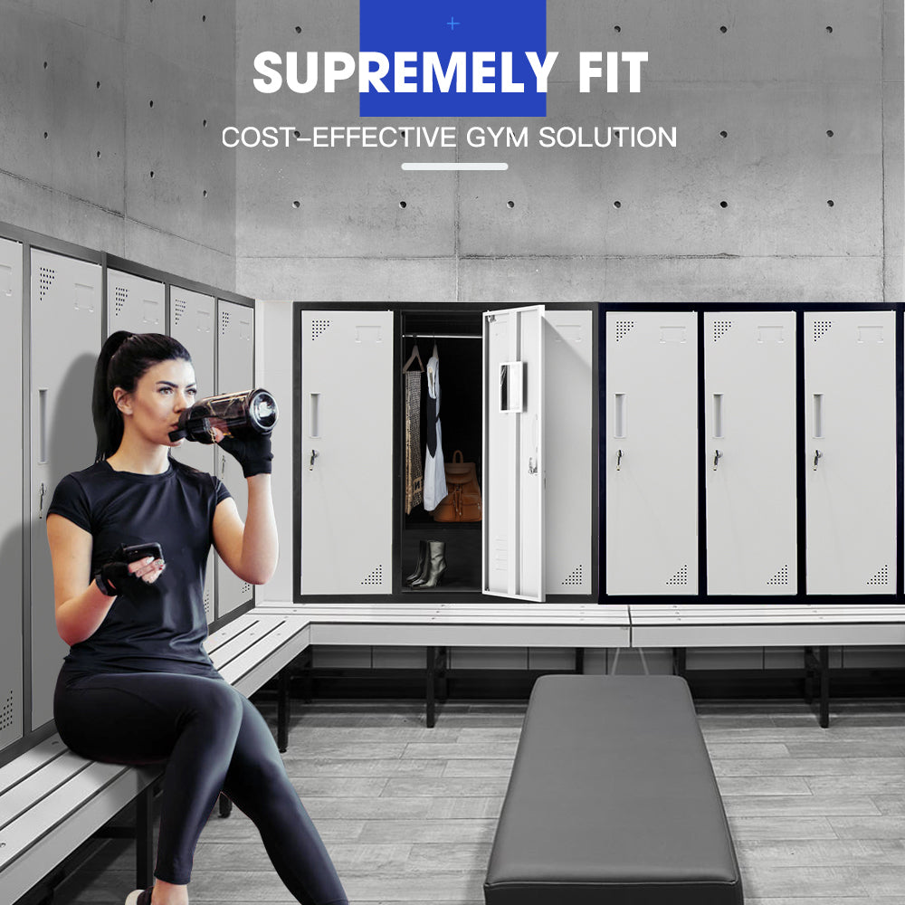 Fortia 6-Door Metal Storage Cabinet | Lockers for Gym & Office, Black and Grey