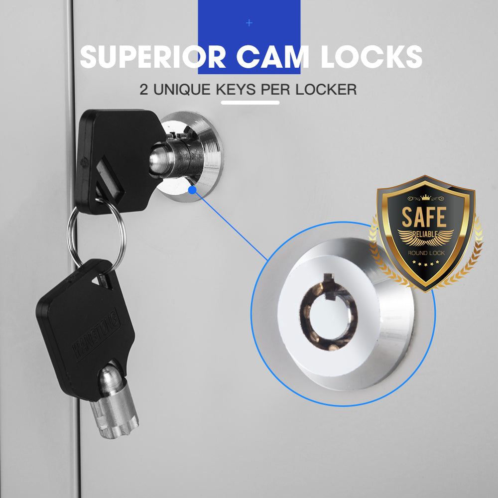 Fortia 6-Door Metal Storage Cabinet | Lockers for Gym & Office, Black and Grey