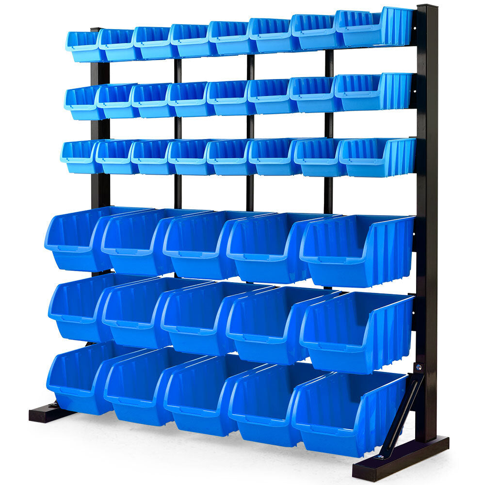BAUMR-AG 39 Parts Bin Rack Storage System | Floor Mount, Blue