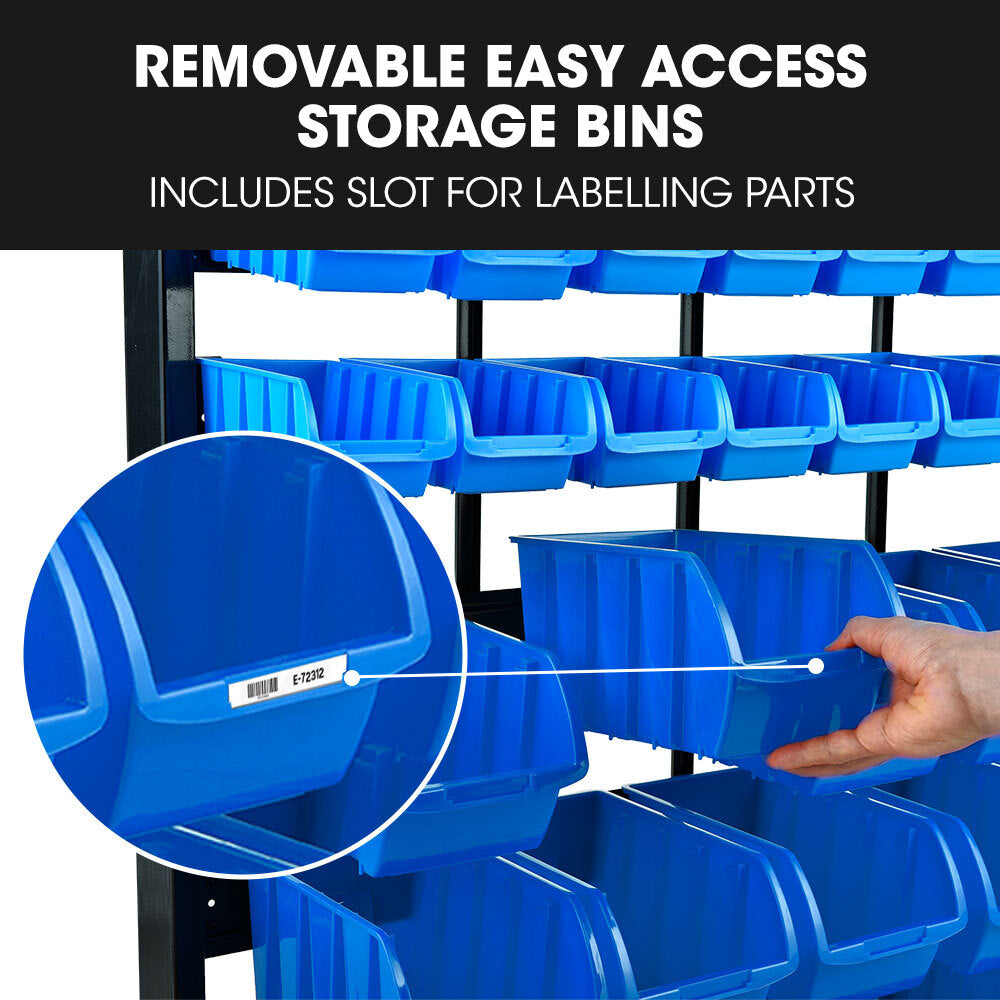 BAUMR-AG 39 Parts Bin Rack Storage System | Floor Mount, Blue