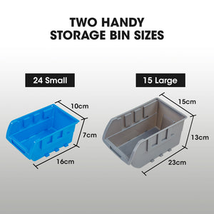 BAUMR-AG 39 Parts Bin Rack Storage System | Floor Mount, Blue