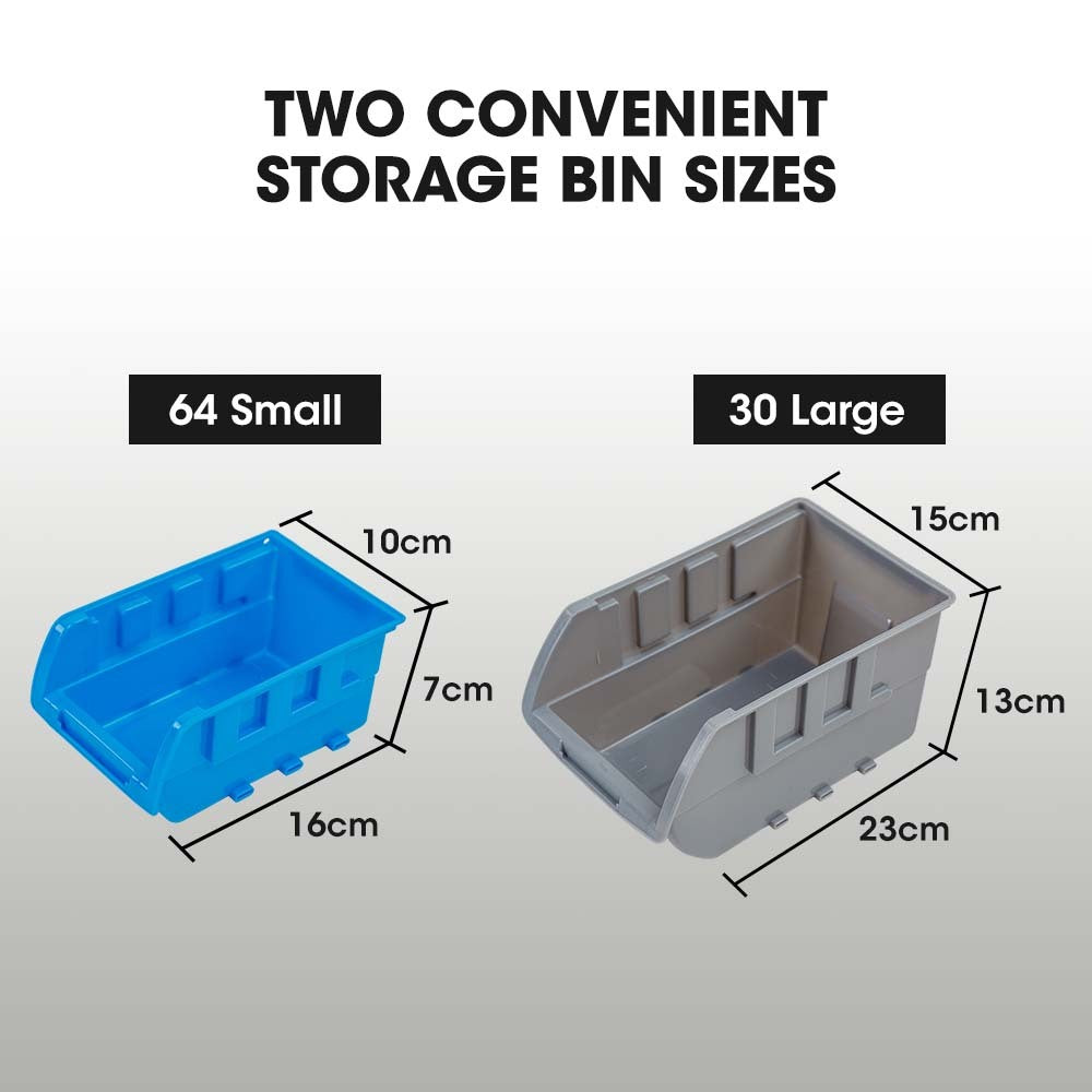 Baumr-AG | Storage Bin Rack | 94 Parts | Mobile Double-Sided Organizer | Blue