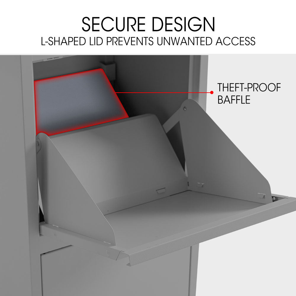 FORTIA Parcel Post Box Letterbox | Freestanding Mail Box with Letter Slot | Woodland Grey