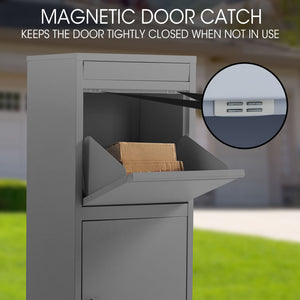 FORTIA Parcel Post Box Letterbox | Freestanding Mail Box with Letter Slot | Woodland Grey