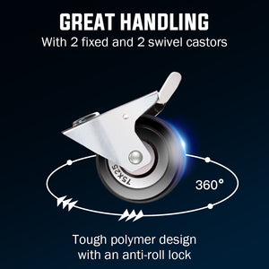 Bullet 3-Tier Tool Trolley Cart | Steel | Pegboard + Screwdriver Bay | Blue