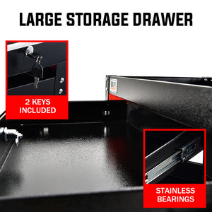 Bullet 3-Tier Tool Trolley Cart | Steel | Drawer + Pegboard + Screwdriver Bay | Black/Red