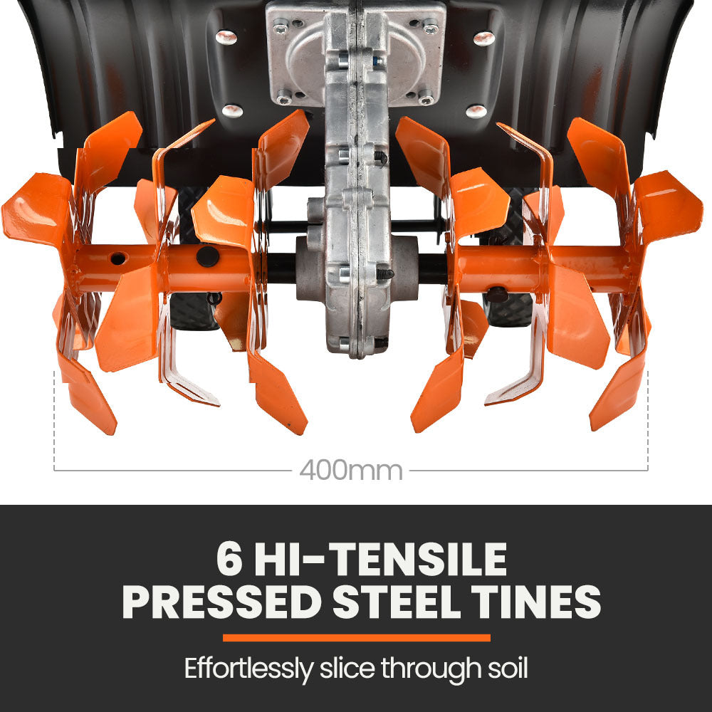 PLANTCRAFT Electric Rotary Hoe Garden Tiller | Adjustable Depth | 6 Tines Soil Cultivator