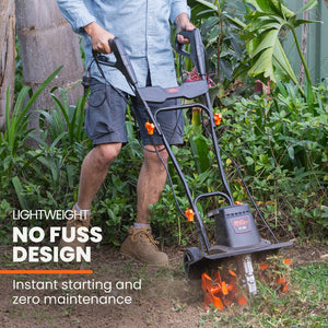 PLANTCRAFT Electric Rotary Hoe Garden Tiller | Adjustable Depth | 6 Tines Soil Cultivator