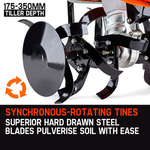 PLANTCRAFT Petrol Cultivator Tiller | 7.0HP | Self-Propelled Rotary Rototiller Plough