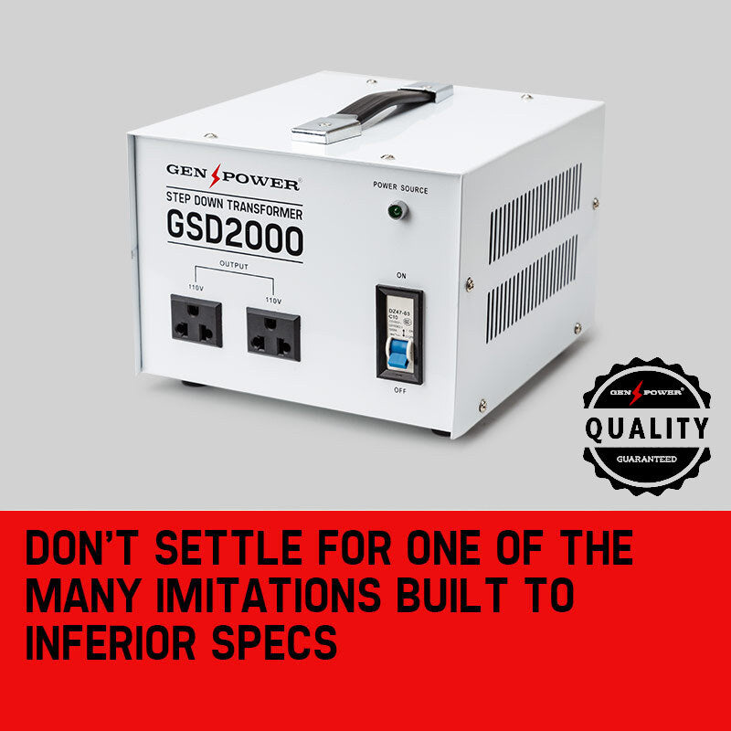 GENPOWER Step Down Transformer | 2000W | 240V to 110V Voltage Converter | AU-US
