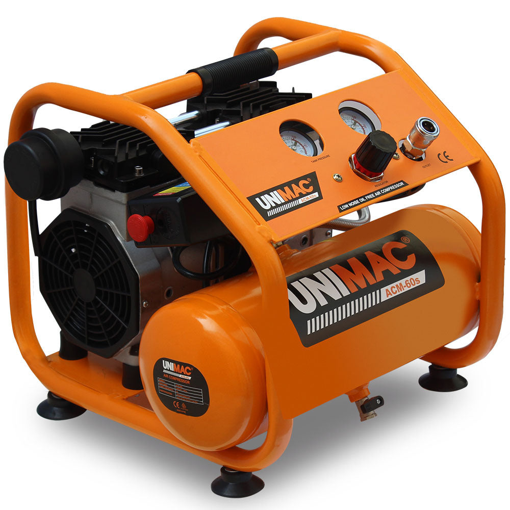 UNIMAC 6L Silent Oil-Free Air Compressor | 1.5HP Portable Electric | Air Tools & Tyre Inflation