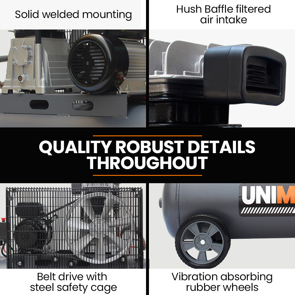 UNIMAC 70L Commercial Air Compressor | 2.2kW | 280L/min | 116PSI | Brushless Motor | Certified Tank | Long Service Life