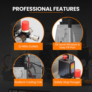 UNIMAC 70L Commercial Air Compressor | 2.2kW | 280L/min | 116PSI | Brushless Motor | Certified Tank | Long Service Life