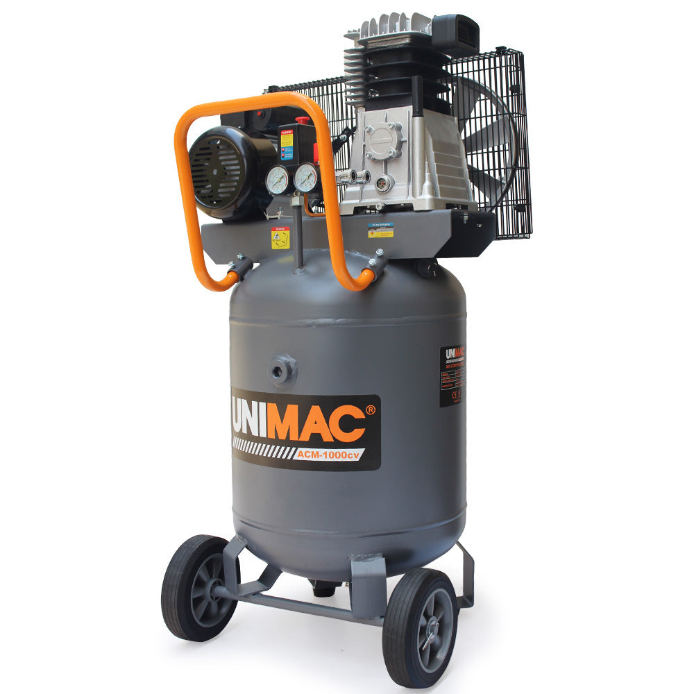 UNIMAC 100L Industrial Air Compressor | 2.6kW | 370L/min | 116PSI | Brushless Motor | Vertical Tank | 15A Plug