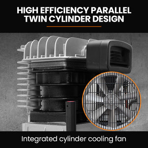 UNIMAC 100L Industrial Air Compressor | 2.6kW | 370L/min | 116PSI | Brushless Motor | Vertical Tank | 15A Plug