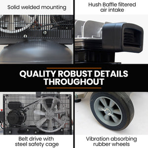 UNIMAC 100L Industrial Air Compressor | 2.6kW | 370L/min | 116PSI | Brushless Motor | Vertical Tank | 15A Plug