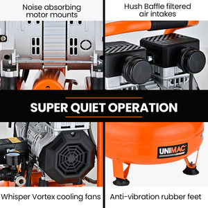 UNIMAC 15L Pancake Air Compressor | 116PSI | Portable Silent Oil-Free Electric | Air Tools & Tyre Inflation