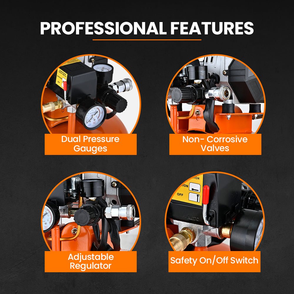 UNIMAC 15L Pancake Air Compressor | 116PSI | Portable Silent Oil-Free Electric | Air Tools & Tyre Inflation