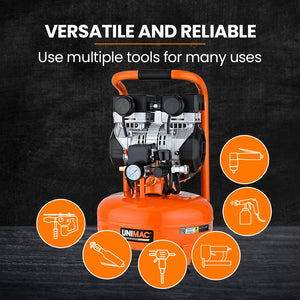 UNIMAC 15L Pancake Air Compressor | 116PSI | Portable Silent Oil-Free Electric | Air Tools & Tyre Inflation