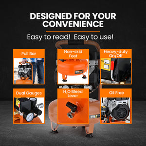 UNIMAC 15L Pancake Air Compressor | 116PSI | Portable Silent Oil-Free Electric | Air Tools & Tyre Inflation