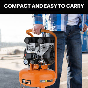 UNIMAC 15L Pancake Air Compressor | 116PSI | Portable Silent Oil-Free Electric | Air Tools & Tyre Inflation