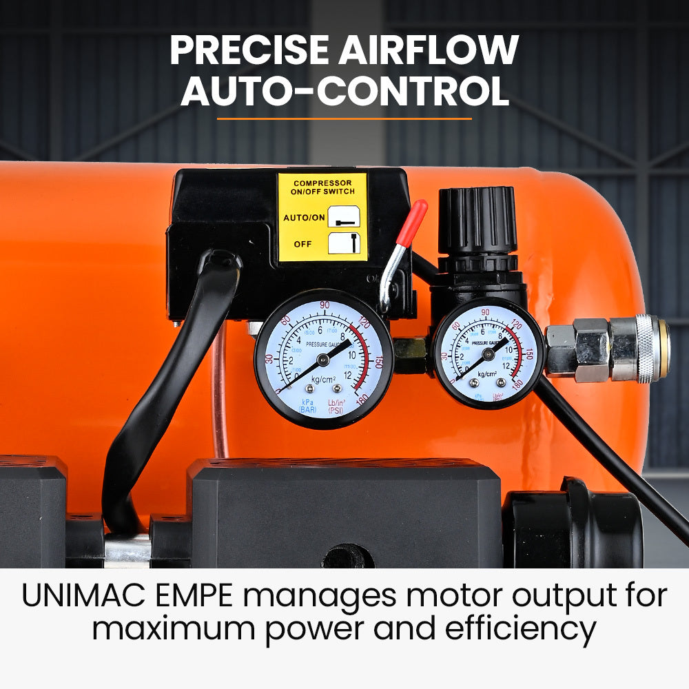 UNIMAC 16L Twin Tank Air Compressor | 116PSI | Portable Silent Oil-Free Electric | Air Tools & Tyre Inflation