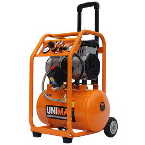 UNIMAC 16L Silent Oil-Free Electric Air Compressor | 116PSI | Portable | Wheels & Handle | Twin Nitto Outlets | Air Tools & Tyre Inflation