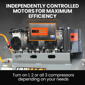 UNIMAC 100L Silent Oil-Free Air Compressor | 4.5HP | Twin Nitto Outlets | 15A Plug