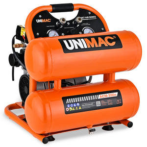 UNIMAC 20L Twin Tank Air Compressor | 116PSI | Portable Silent Oil-Free Electric | Air Tools & Tyre Inflation