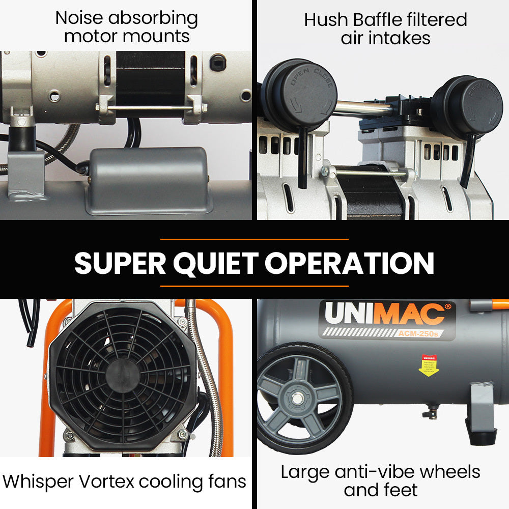 UNIMAC Silent Oil-Free Air Compressor | 25L | 1.5HP Portable Compact Design