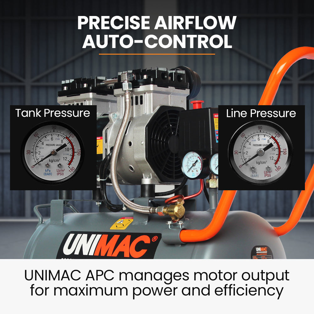 UNIMAC Silent Oil-Free Air Compressor | 25L | 1.5HP Portable Compact Design