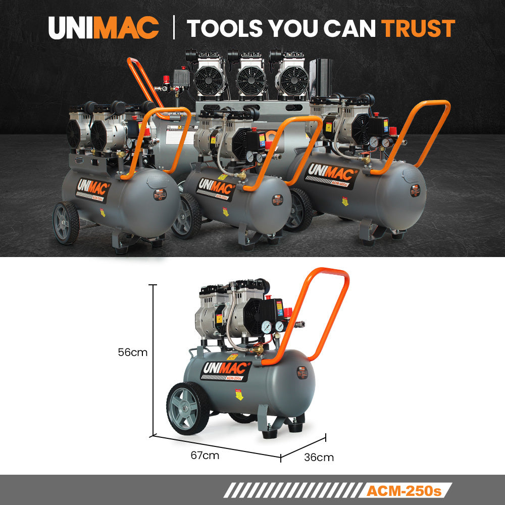 UNIMAC Silent Oil-Free Air Compressor | 25L | 1.5HP Portable Compact Design