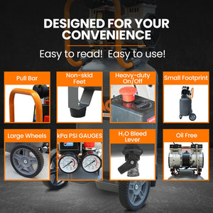 UNIMAC 50L Silent Oil-Free Portable Air Compressor | 2HP Electric | Vertical | Air Tools & Tyre Inflation