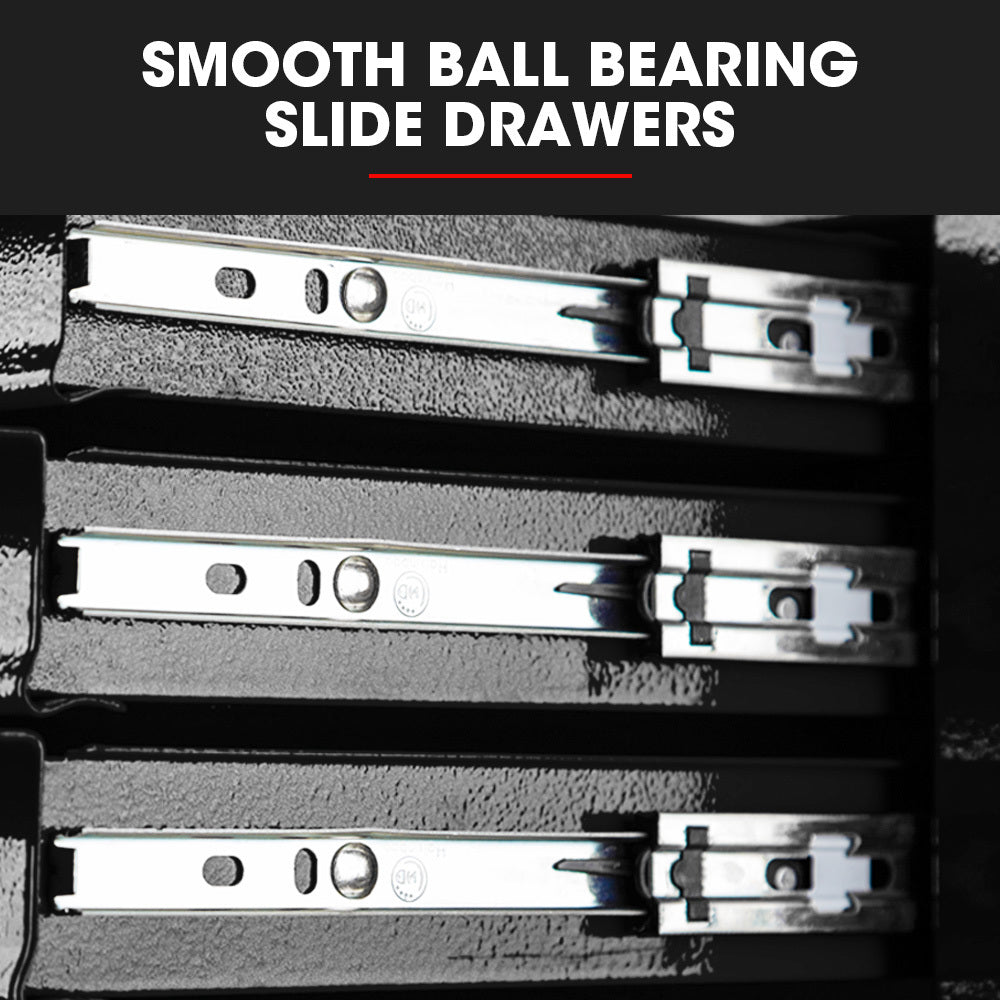 Bullet Pro 4 Drawer Tool Box Cabinet Trolley | Storage with 1-Door Toolbox | Garage Organiser Set | Black