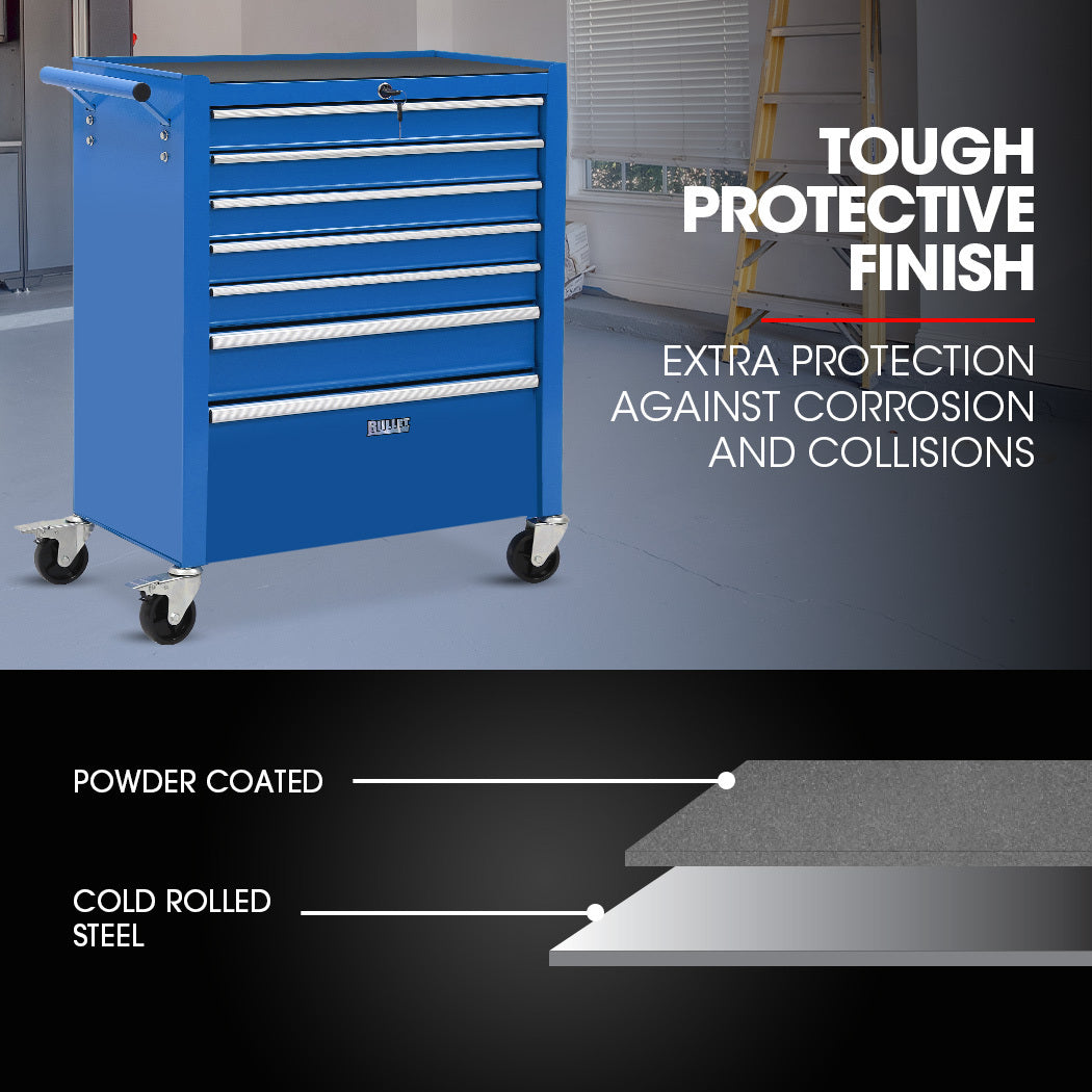 Bullet Pro 7 Drawer Tool Box Cabinet Trolley | Storage | Toolbox Garage Organiser Set | Blue