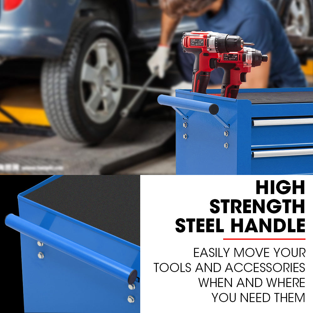 Bullet Pro 7 Drawer Tool Box Cabinet Trolley | Storage | Toolbox Garage Organiser Set | Blue