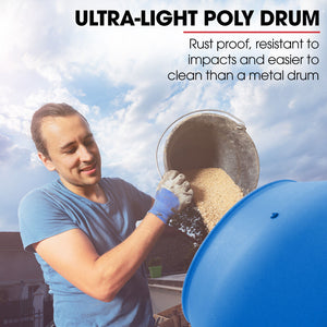 BAUMR-AG 100L Portable Poly Drum Cement Mixer | Ultra-Light 36kg | 16 Inch Tyres | Electric Direct Drive Motor